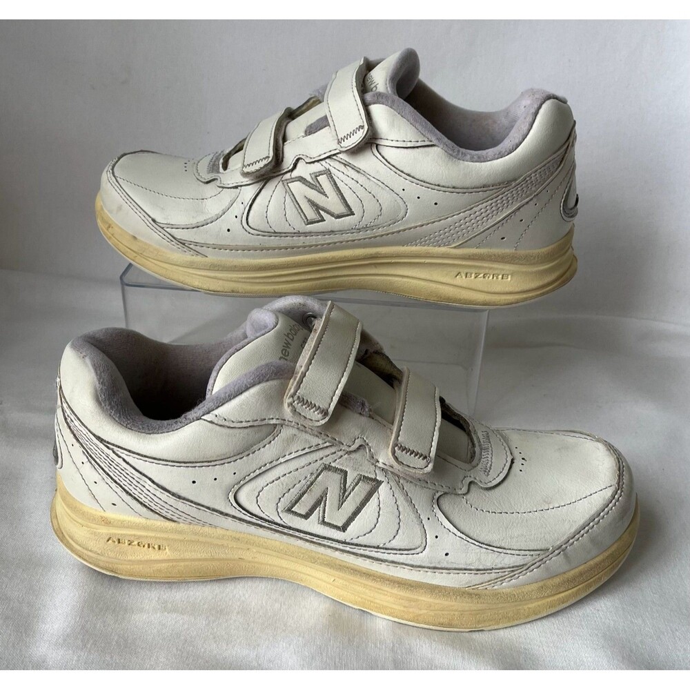 New Balance 577 Walking Shoes White Leather Hook Loop Men’s US 9